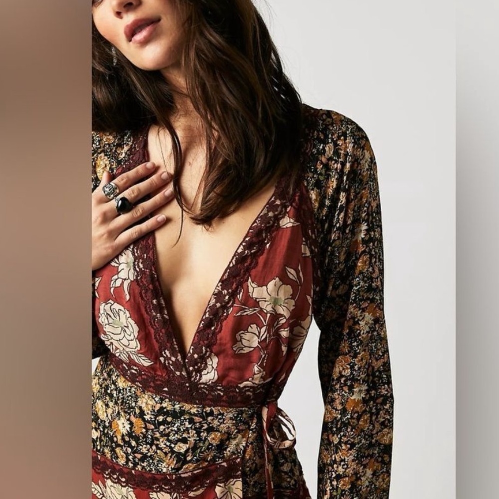 FREE PEOPLE Tilda Wrap Dress neutral combo - Picture 7 of 13